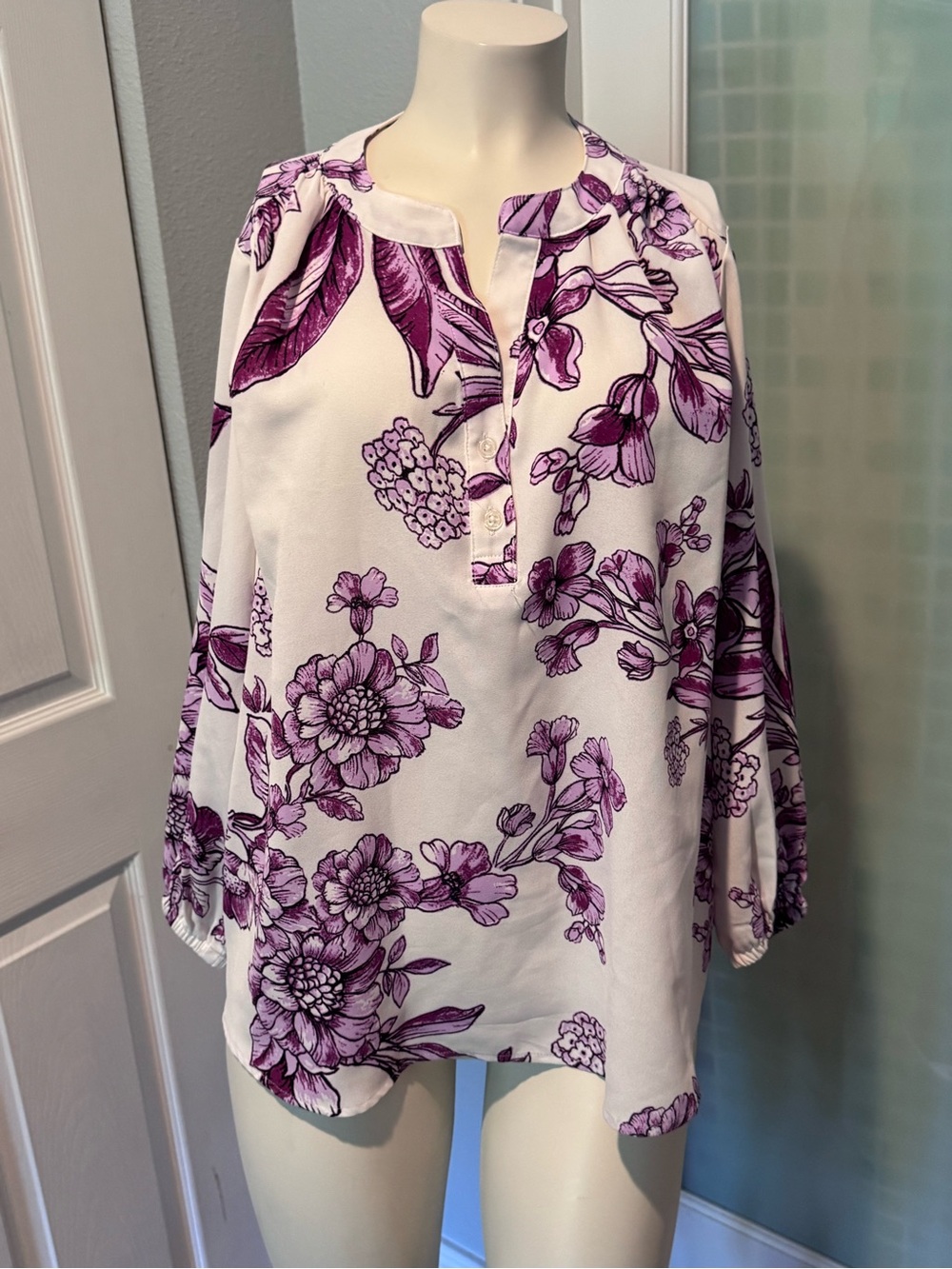 Women’s Rafaella Floral Split-Neck Blouse